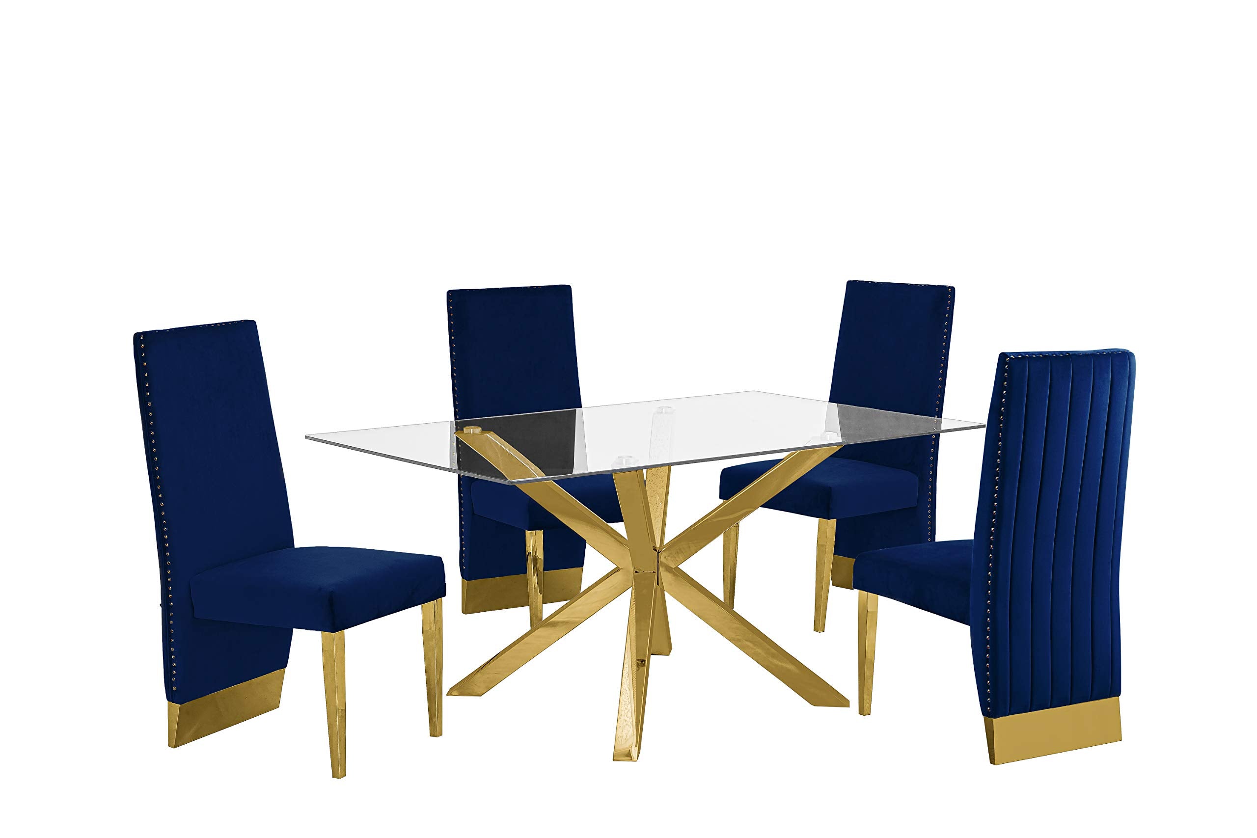 Furniture D61-4Sc161 Dining Set, Navy Blue